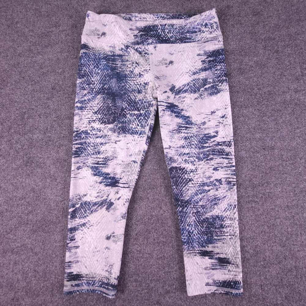 Fabletics Define PowerHold Mid-Rise Capri Leggings Fossil Print Medium Athletic